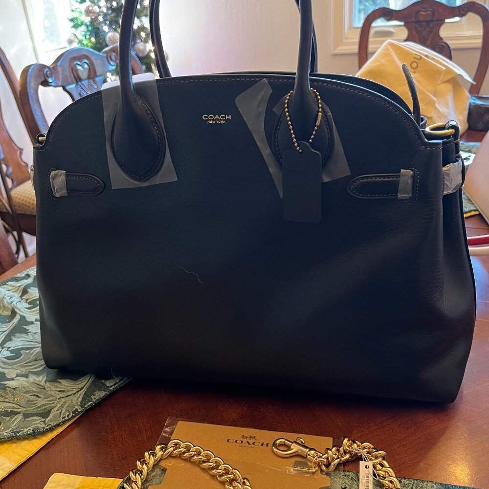 NWT Coach Large Empire 40 Carryall in Black with Free Coach Chain!